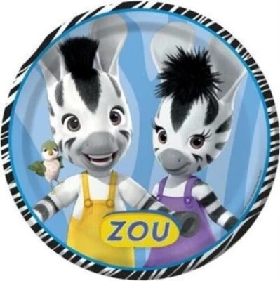 Platos grandes de papel Zou Zebra 8 unidades suministros para fiestas NUEVO Foto 1 de 2