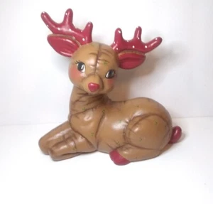 Vintage handbemalte Rudolph das Rentier mit der roten Nase Keramikfigur Urlaub 8 Zoll  - Bild 1 von 9