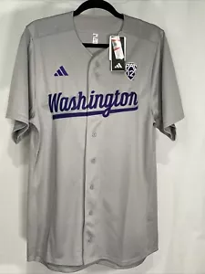 Adidas Washington Huskies Script Baseball Trikot Grau Herren Medium Neu - Bild 1 von 8