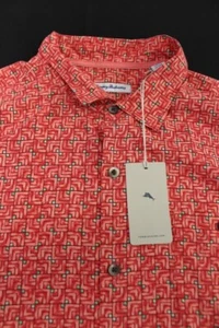 NWT Tommy Bahama Men's, Marine Mosaic Camp Shirt, Pink sz XXL - Picture 1 of 8