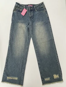Edikted Orbit Wash Mid Rise Blue Loose Straight Wide Leg Denim Jeans Size S - Picture 1 of 16