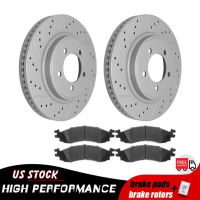 Передние просверленные тормозные диски колодки для 2007 -2010 Ford Explorer Mercury Mountaineer - Изображение 1 из 4