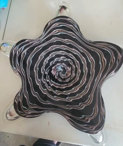 Vintage HandblownGlass Star Tray Glass Purple And Black Sorrel Candy Tray - Picture 1 of 2