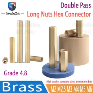 Brass Stud Connectors - Double Pass Long Nuts Hex Connector M2 M2.5 M3 M4 M5 M6 - Picture 1 of 139