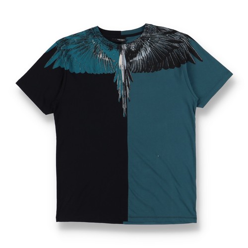 T shirt Marcelo Burlon nera e blu con ali spaccate Taglia M FW16 $310