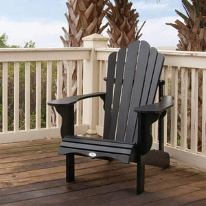 Leisure Line Adirondack Faux Wood Garden Chair in Black - Picture 1 of 8