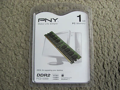 Brand New PNY 1GB PC2-5300 667MHz DDR2 Desktop DIMM Memory MD1024SD2-667 - Image 1 of 2