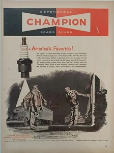 Anuncio impreso de bujía campeón de colección 1949. Obras de arte retro. Il posterior a la Guerra Mundial - Imagen 1 de 1