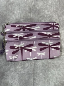 Lila Elsapel Libellenmuster Reißverschluss Kosmetiktasche Fächer Clutch - Bild 1 von 7