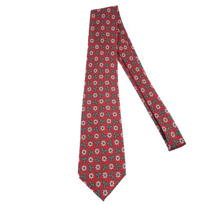 Corbata de seda Gitman Bros roja verde floral geométrica 58" Foto 1 de 4