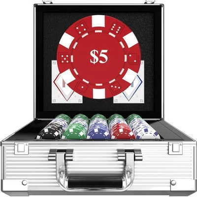 Pokerchips Set 600 Stück – Aluminiumkoffer, 11,5g Eisenkern, 5Wertstufen - Bild 1 von 4