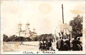 c1919 VLADIVOSTOK Siberia Rusia FOTO instantánea "Iglesia y coche fúnebre" *Daños en la espalda - Imagen 1 de 2