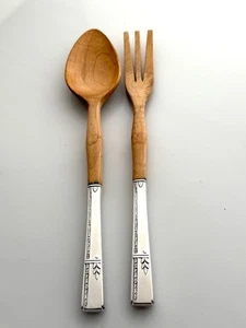 Grenoble Holz Salatlöffel Gabel Set, Vintage Oneida 1938 Besteck - Bild 1 von 6