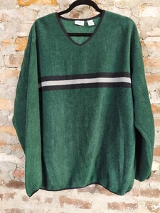 Covington Fleece Shirt Mens Sz L Green Soft Pullover Sweatshirt Stripe M - Picture 1 of 3