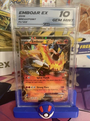 2016 Pokémon Emboar EX 14/122 XY BreakPoint GEM MT CAG 10 - Image 1 of 2