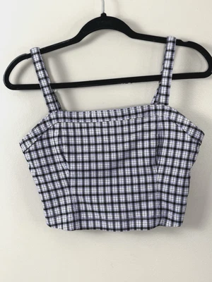 Top corto Hollister Y2K púrpura a cuadros M grunge Academia preparación estética despistada Foto 1 de 4