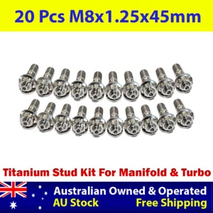 20 Pcs M8x1.25x45mm Titanium Stud Kit for Manifold & Turbo - Foto 1 di 4