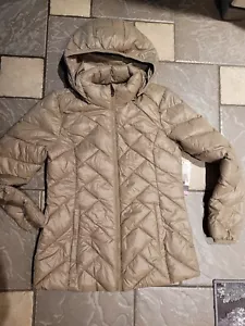 NEW LONDON FOG TAN DOWN JACKET WITH HOOD WOMENS M ZIP OFF HOOD - Picture 1 of 12