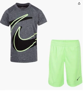 Nike Boy`s Dri-Fit T-Shirt & Shorts 2 Piece Set Habanero/Grey 2T - Picture 1 of 2