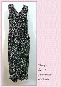 Vestido de Colección Años 90 Carol Anderson Calico Rosa Negro Gran Tamaño Babydoll Pradera L - Imagen 1 de 10