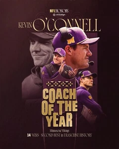 Kevin O'Connell 2024 Entrenador del Año Minnesota Vikings 8x10 NFL Fútbol Foto - Imagen 1 de 1