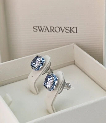 NUEVO SWAROVSKI Marca Azul Rodio Cuadrado Cristal Piedra Natal Pendientes 5660800 Foto 1 de 4