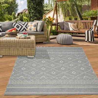 In- & Outdoor Teppich mit Sisal Zickzack Muster graufarben - Bild 1 von 4