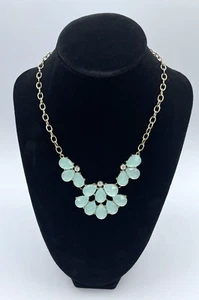 Aqua Blue Faux Gems Rhinestone Adjustable Necklace - Picture 1 of 6