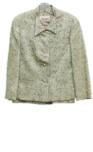 Neiman Marcus Vintage Suit S Gold Silver Beige Brocade Jacket Skirt Top 60-70's. - Picture 1 of 19