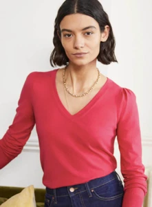 BODEN Baumwollpullover mit V-Ausschnitt Größe M rosa rot Pulli Strick K0510 - Bild 1 von 13