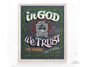 Tattoo Shop Policy   Print I Cash Only I Tattoo Shop Decor I God we trust art - Picture 1 of 5