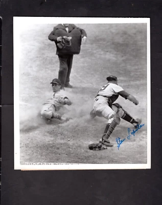 Stan Lopata SIGNED & Alex Grammas 1954 Press Photo Philadelphia Phillies Cardina - Image 1 of 2
