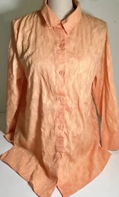 Dialogue оранжевый/персиковый женщин 3/4 slv цветочный узор блузка SZ L - Изображение 1 из 4