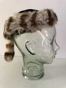 Vtg 1950’s Kids Davy Crockett Coonskin Tail Cap Raccoon Real Fur Soft - Picture 1 of 13
