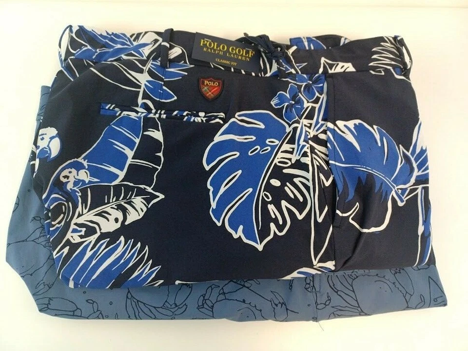 New Polo Golf Ralph Lauren Swim and Golfing Shorts Blue Floral Pouch Beach 0022 - Image 1 of 1