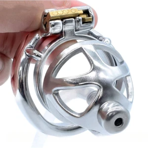 New Stainless Steel Male Metal Locking Belt Restraint Men Chastity Cage Device - Picture 1 of 48
