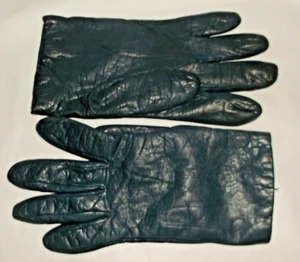 VTG Fownes Women's Blue Leather Gloves Cashmere Lining 7-1/2 - Picture 1 of 4