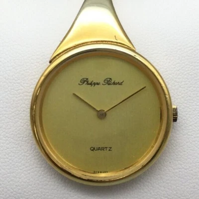 Philippe Pechard Modern Cuff Watch Women 30mm Gold Tone 7775-G New Battery - Image 1 of 4