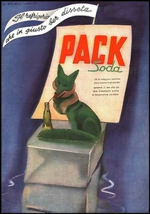 PUBBLICITA' 1953 PACK SODA VOLPE VERDE DRINK GHIACCIO BEVANDA MARCELLO DUDOVICH - Foto 1 di 1