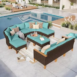 12Piece Outdoor Conversation Set Sectional Wicker Sofa Outdoor Rattan Furniture - Picture 1 of 8