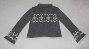 Rocket Girl by RGL Gray Nordic Sweater White Snowflakes Long Sleeves NWT Girls M - Picture 1 of 4