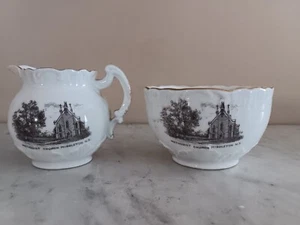 Souvenir China "Methodist Church" Middletown N.S. Zucker & Milchkännchen - Bild 1 von 8