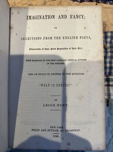 imagination in fancy hardcover book by leigh hunt 1845 - Picture 1 of 4