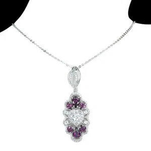 925 Sterling Silver Heart White Topaz 6x4mm Simulated Cz Necklace 18 - Picture 1 of 10