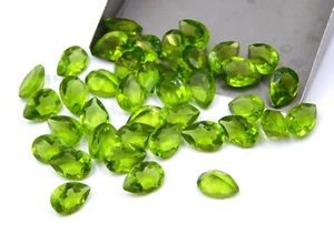 7x10 MM Peridot Pear Cut Lot Loose Lab Created Gemstone For Jewelry P-2956 - Picture 1 of 7