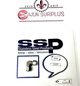 QTY:1 SSP DUOLOK 3/8" X 3/8" TUBE OD ELBOW UNION 90 DEGREE, 316 SS. ISSD6UE - Picture 1 of 1