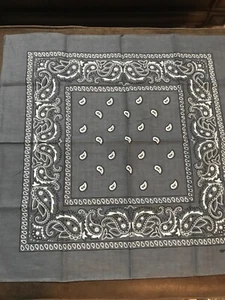 Grey Paisley Bandanna 22X22 Inch 100% Cotton, outdoor protection(2-PO-3) - Picture 1 of 5