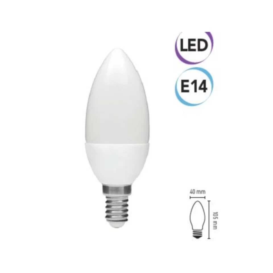 Lampadina LED a candela 7W E14 500 lumen bianco caldo A+ Electraline 63298 - Immagine 1 di 1
