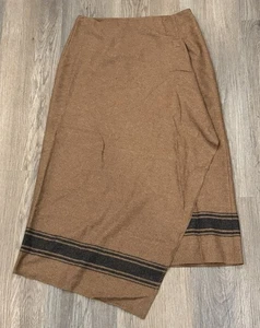 MaxMara Italy Wool Wrap Around Brown Skirt Snap Buttons Women's 8 - Picture 1 of 4