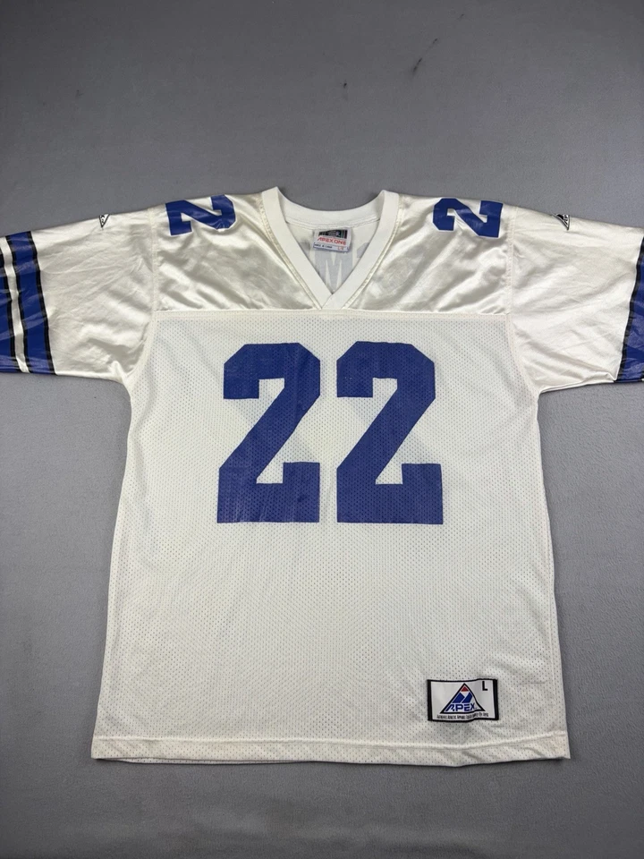 Camiseta De Colección Apex Dallas Cowboys Emmitt Smith #22 Grande Blanca NFL Fútbol Años 90 Foto 1 de 4